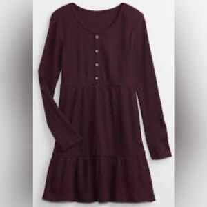 GAP Kids | Button-Front Tier Waffle-Knit Burgundy Dress | Size XXL 14/16 | NWOT